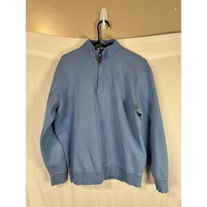 Fairway & Greene Pima Cotton Sweater Men's L Golf 1/4 Zip Performance Blue
